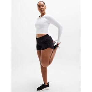 Athleta Black Mesh Racer 4" Run Short 2X NWT Jogging Workout